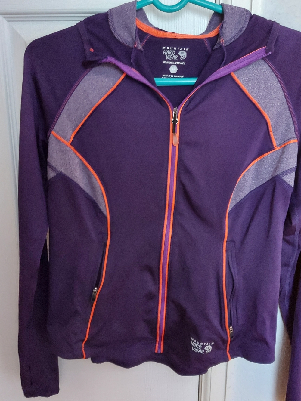 Mountain Hardwear Women's Purple Hooded Jacket with Orange Trim